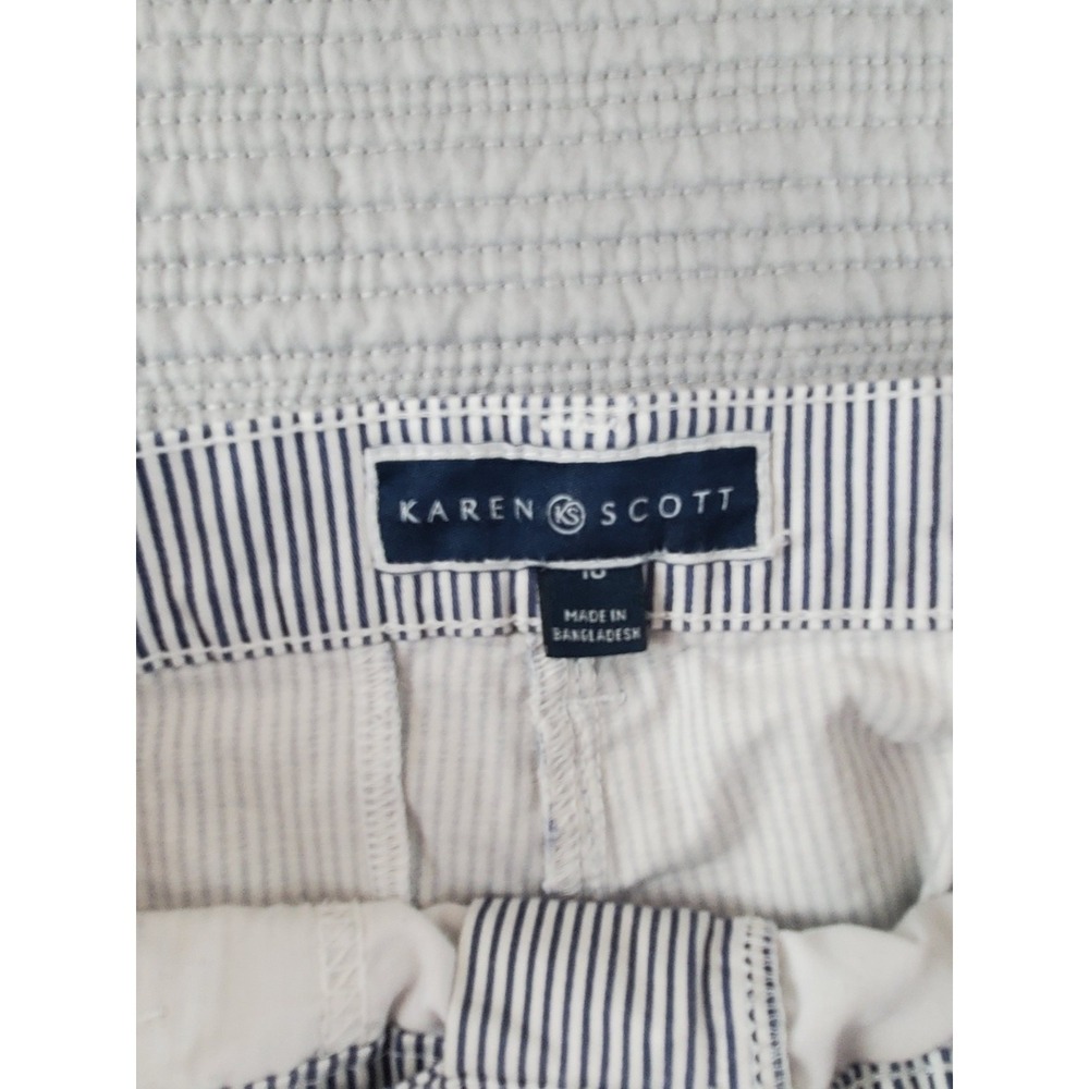 Coastal Nautical Striped Deck Pants Navy White Karen Scott Women's Size 10 - Picture 12 of 14